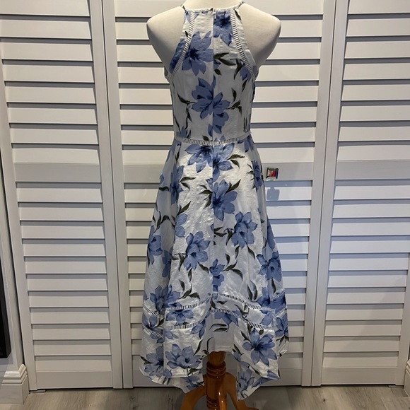 Lulus NWOT Floral Halter lined with Asymmetrical bottom Dress. 100% Cotton. - Picture 5 of 10